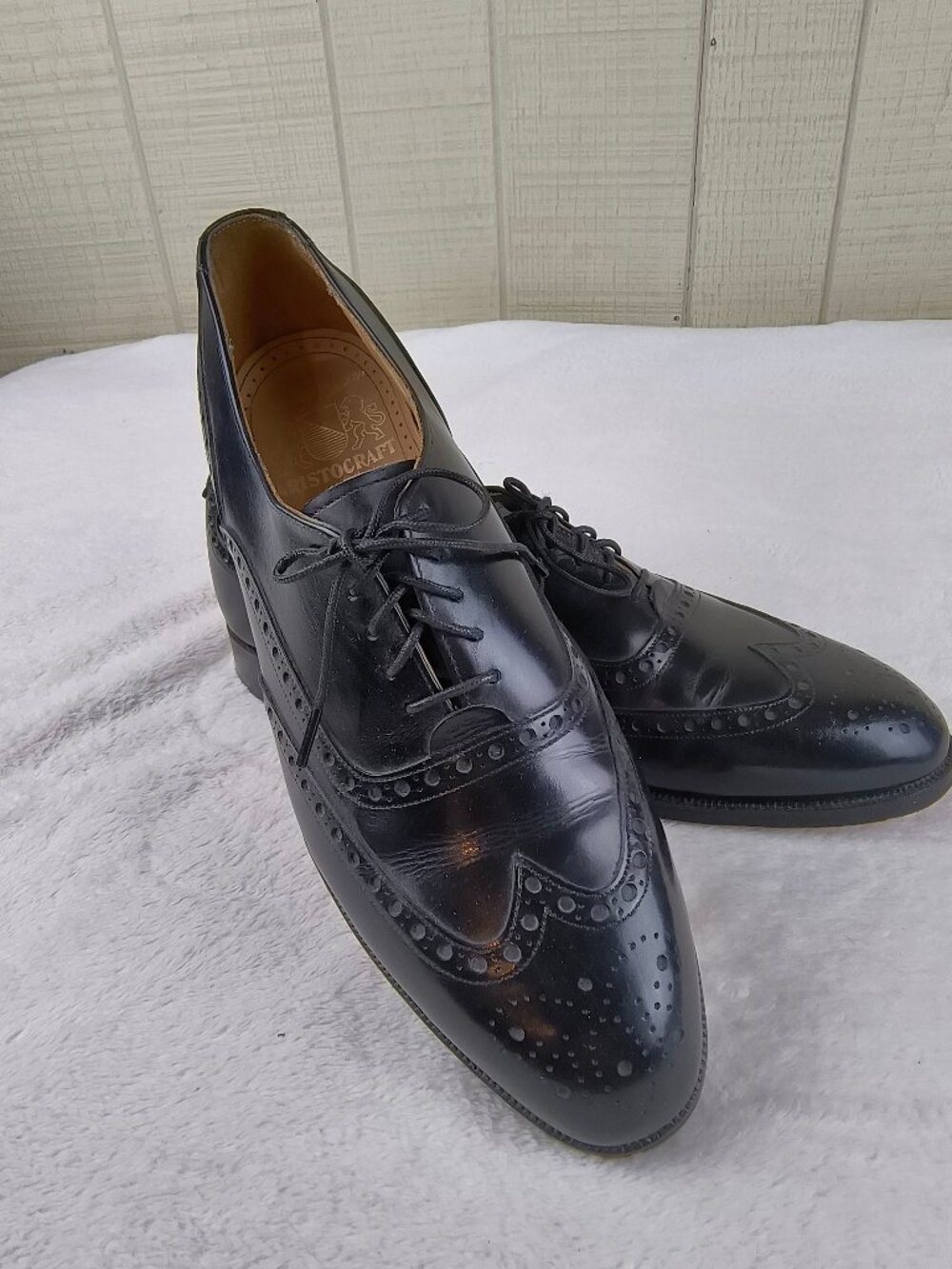 Vintage Johnston & Murphy Aristocraft Wingtip Oxford Brogue Dress Shoes Black